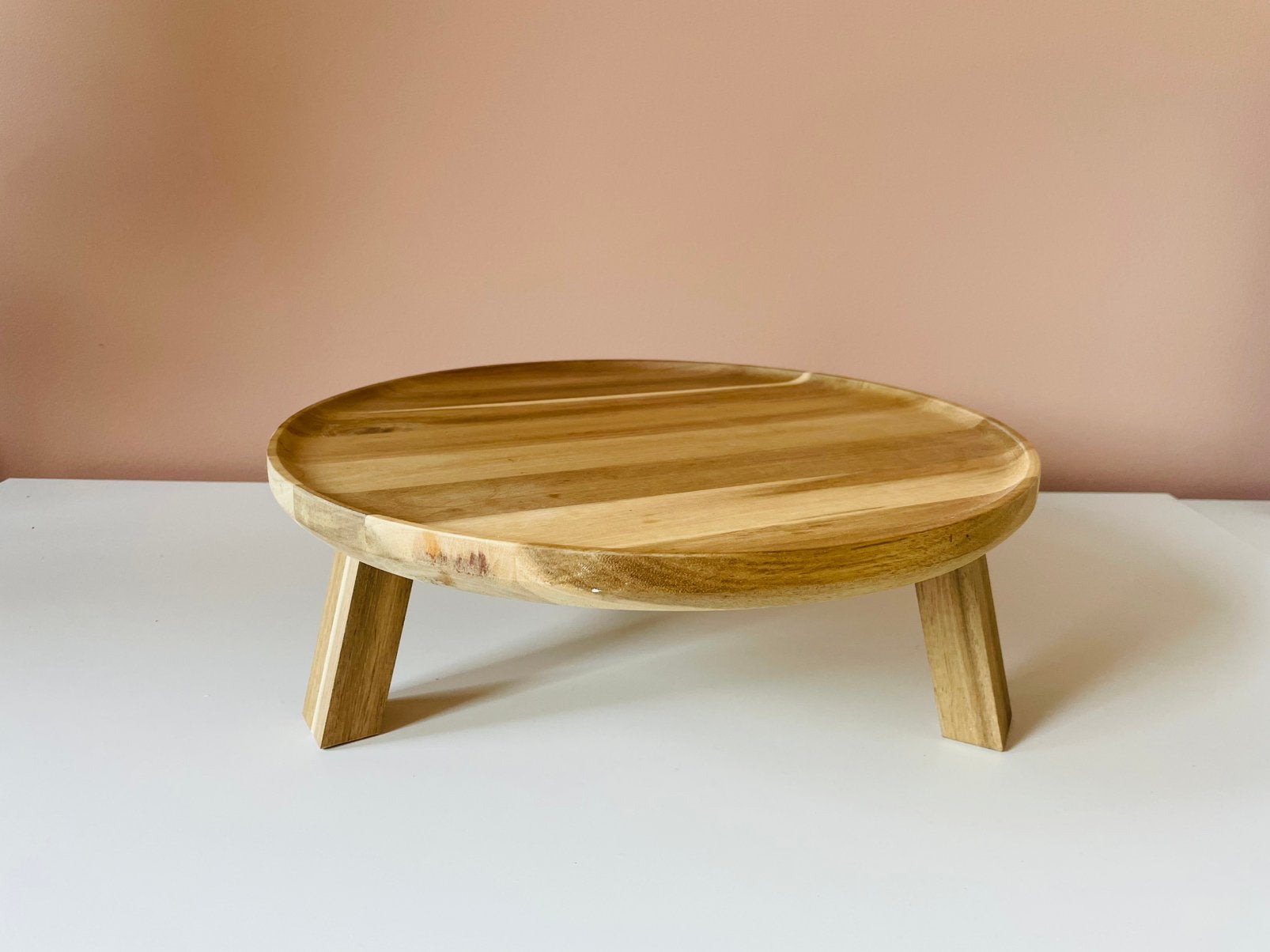 Ikea Skogsta - Houten plateau op poten, Ophalen of Verzenden, Zo goed als nieuw, Rond, Hout