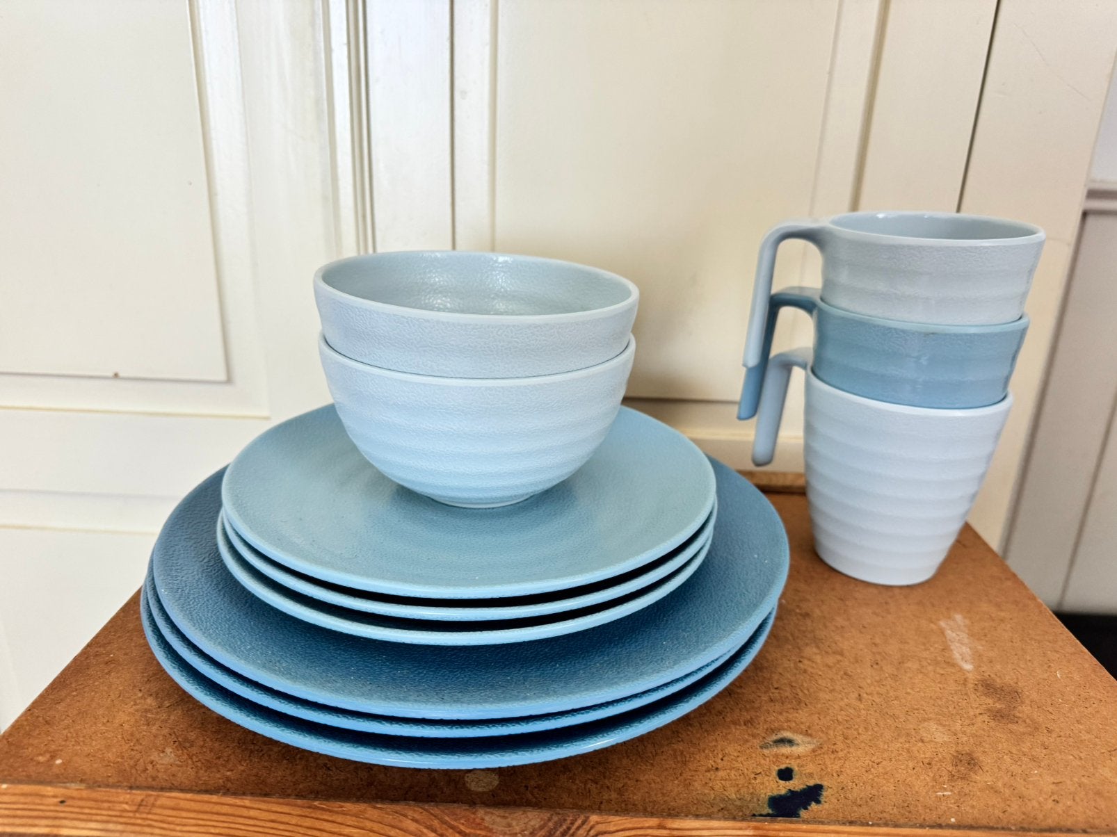 Campingservies goede kwaliteit blauw, Ophalen of Verzenden