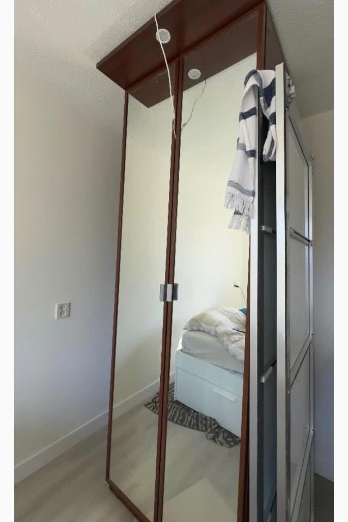 Ikea Kledingkast oud-PAX series met verlichting & spiegels, Ophalen, Gebruikt, Eikenhout, 50 tot 100 cm