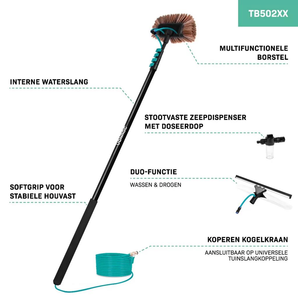 TELESCOPISCHE WASBORSTEL – 6,50M, Huis en Inrichting, Schoonmaakartikelen, Ophalen, Raamwisser of Trekker