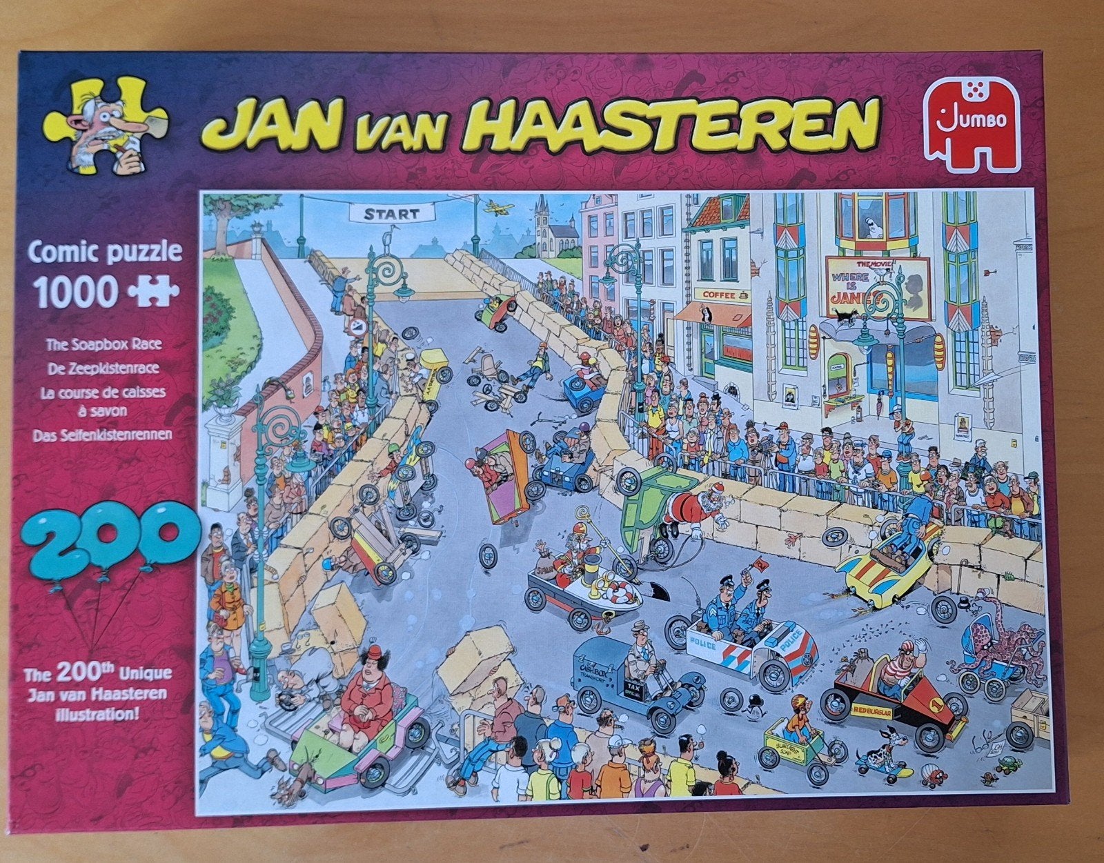 Jan van Haasteren puzzel: De Zeepkistenrace, Ophalen of Verzenden, 500 t/m 1500 stukjes, Zo goed als nieuw, Legpuzzel