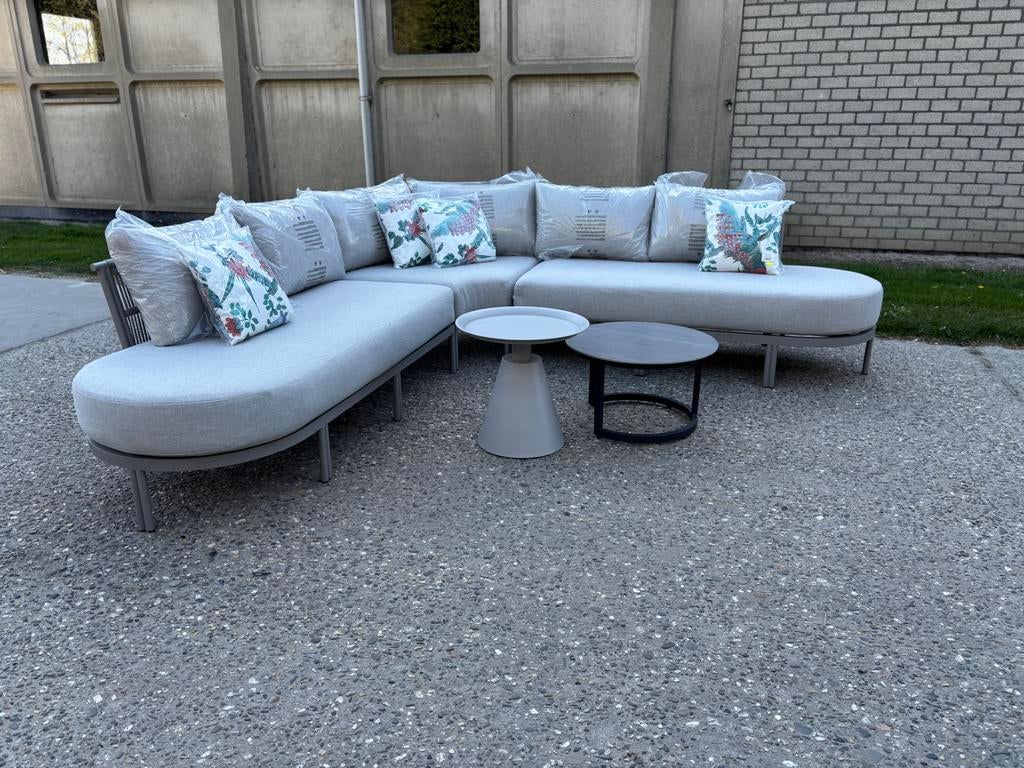 Lichtgrijze aluminium loungeset 5-delig showroommodel sample, Ophalen, 5 zitplaatsen, Bank, Loungeset