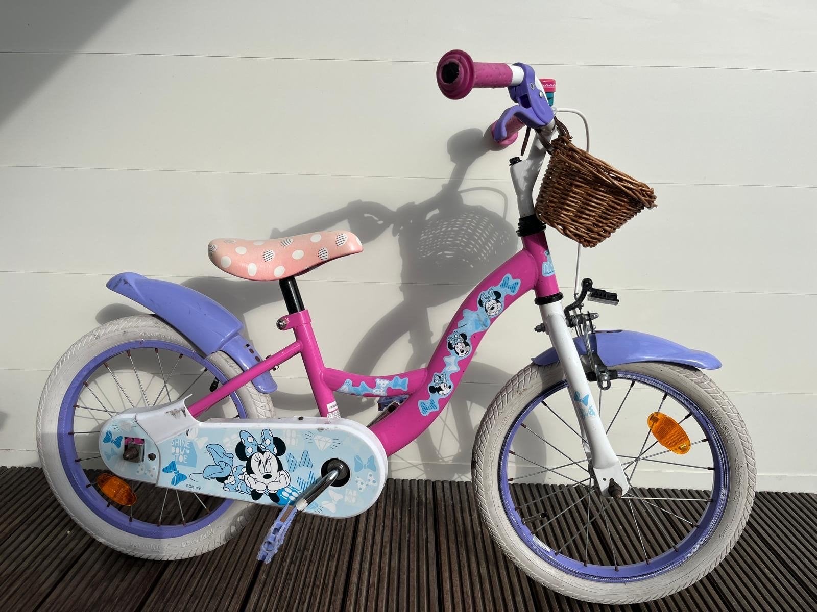 Minnie Mouse kinderfiets 12 inch, Ophalen, Gebruikt, Velgrem, 16 tot 20 inch
