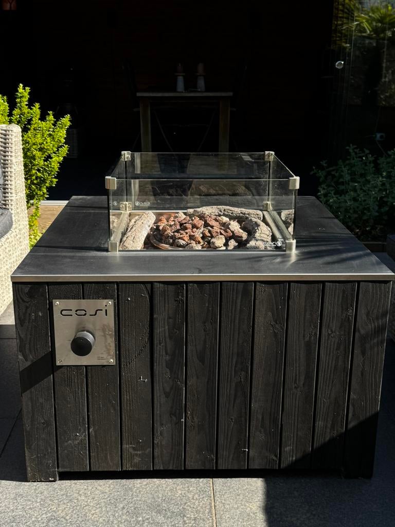 Cosi vuurtafel met glasombouw en lavastenen, Ophalen, Gebruikt