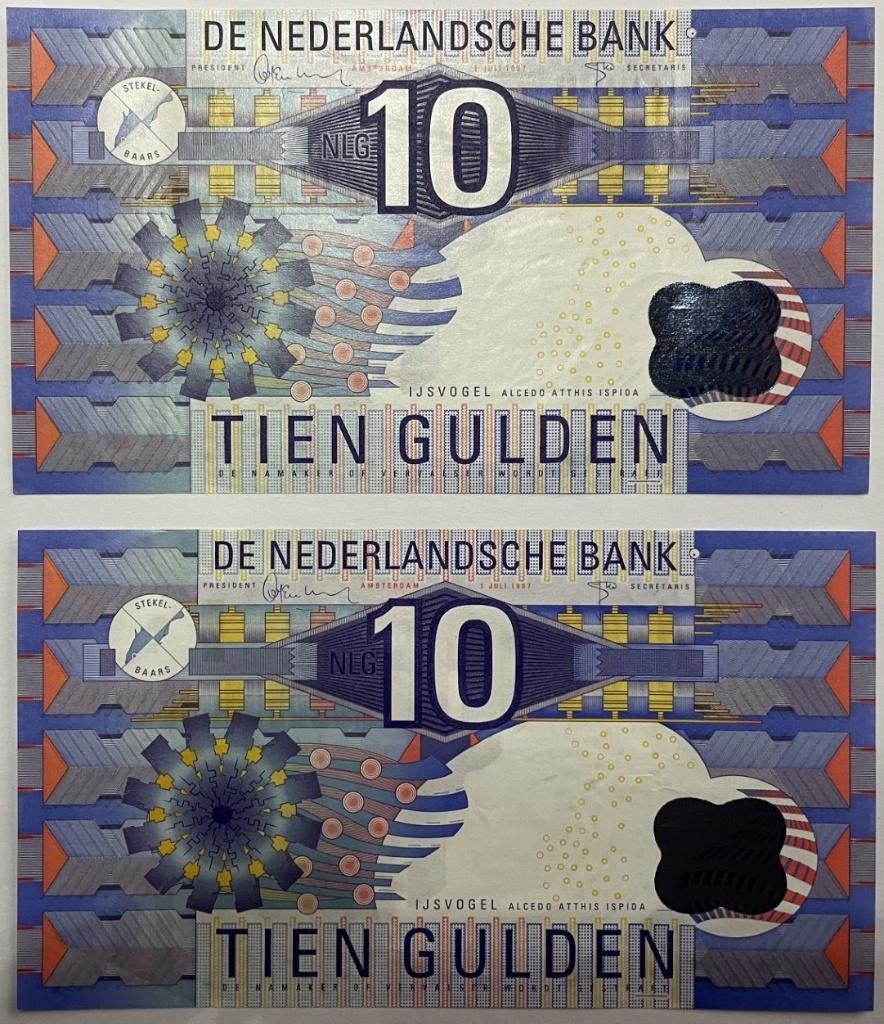 10 gulden biljetten UNC met opvolgende nummer, Ophalen of Verzenden, 10 gulden, Setje