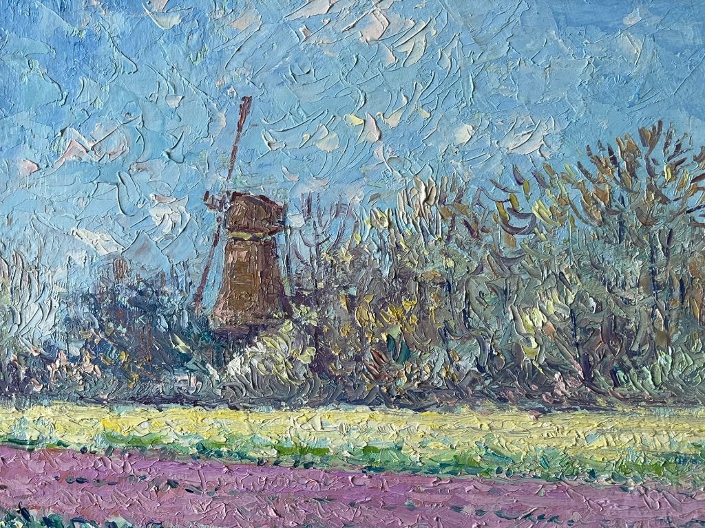 Niek van der Plas, molen in bollenveld, Ophalen