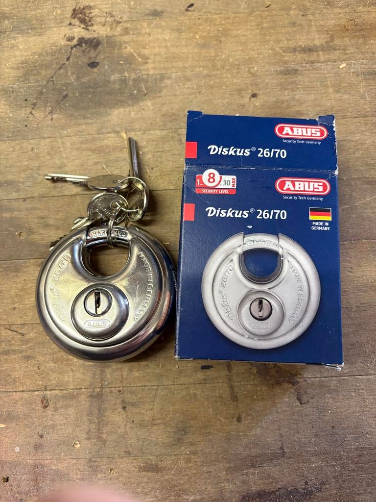 ABUS Diskus 26/70 RVS Hangslot - Nieuw in verpakking, Ophalen of Verzenden, Nieuw, Rvs, Slot