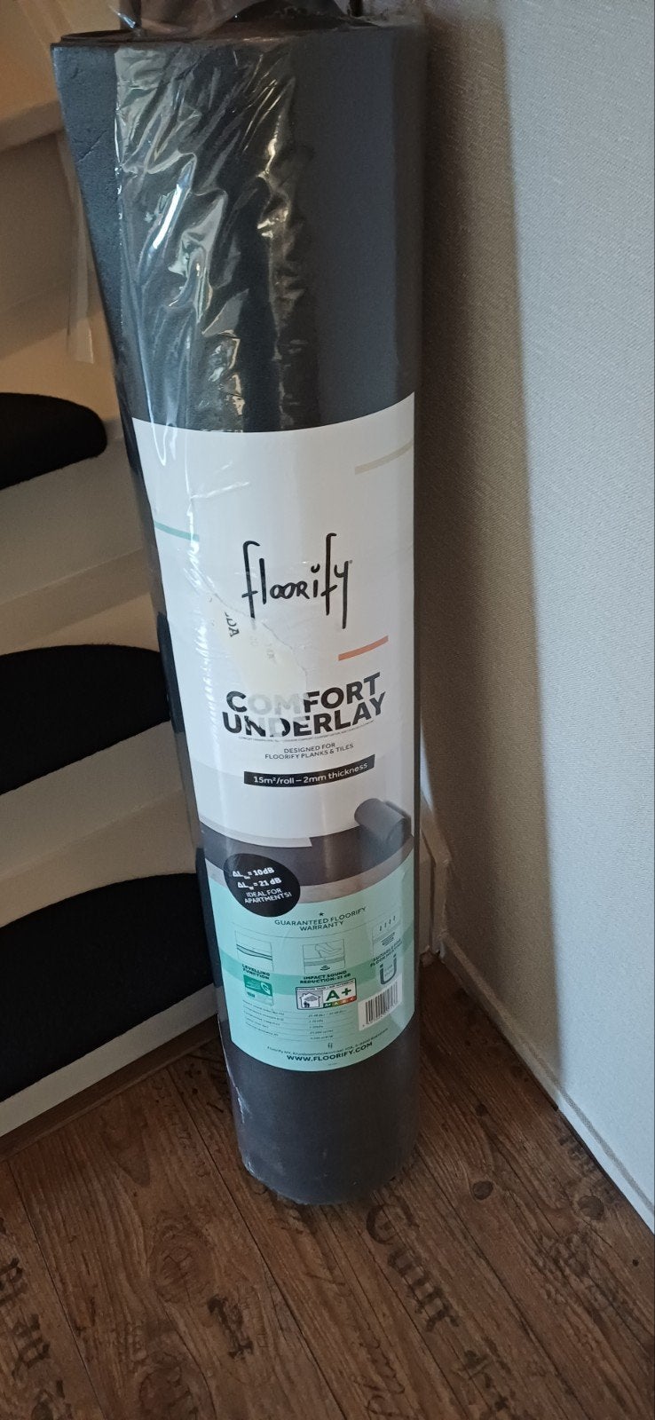 Floorify Comfort Underlay Ondervloer - Nieuwe rol, Verzenden, Overige typen, Nieuw, Grijs