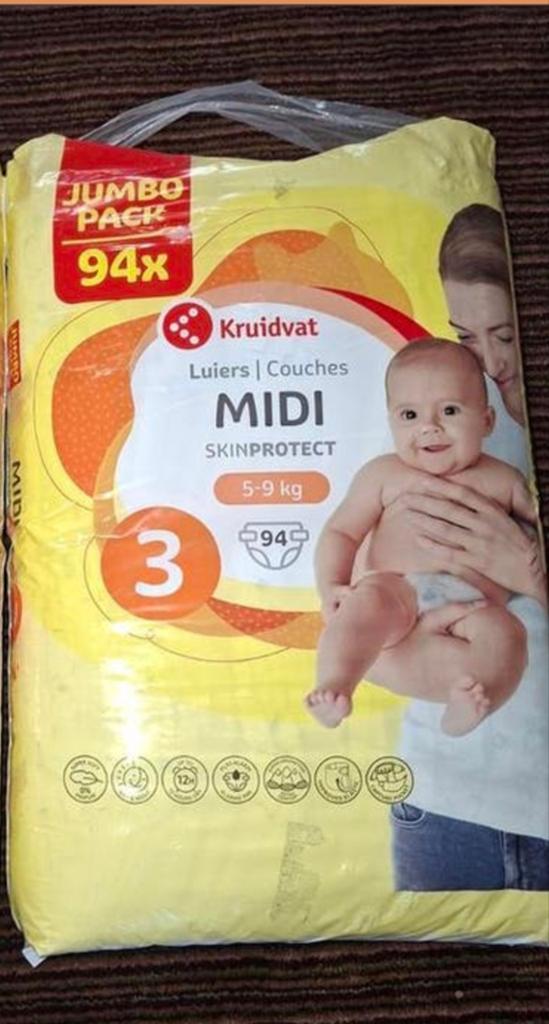 Kruidvat Luiers Jumbo Pack - Maat 3 (Midi) & 4 (Maxi), Ophalen of Verzenden, Nieuw