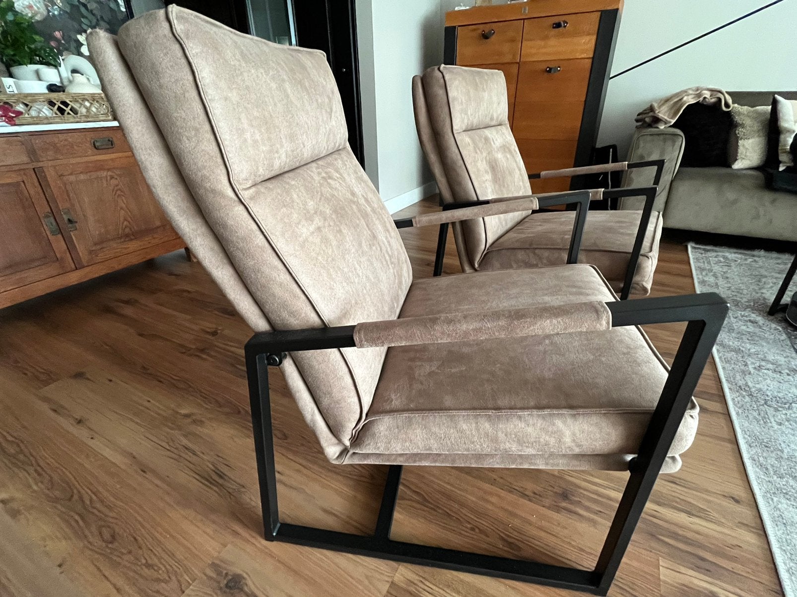 Fauteuil Pirello hoog Bull liver (zo goed als nieuw)!, Twee, Leer, Ophalen of Verzenden, Zo goed als nieuw