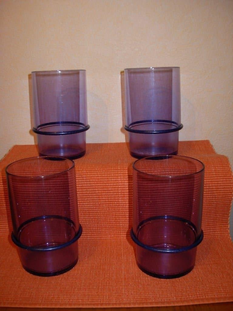4 Tupperware glazen  Inhoud 400 ml.      Kunststof, Gebruikt, Ophalen of Verzenden, Stapelbaar, 400 ml