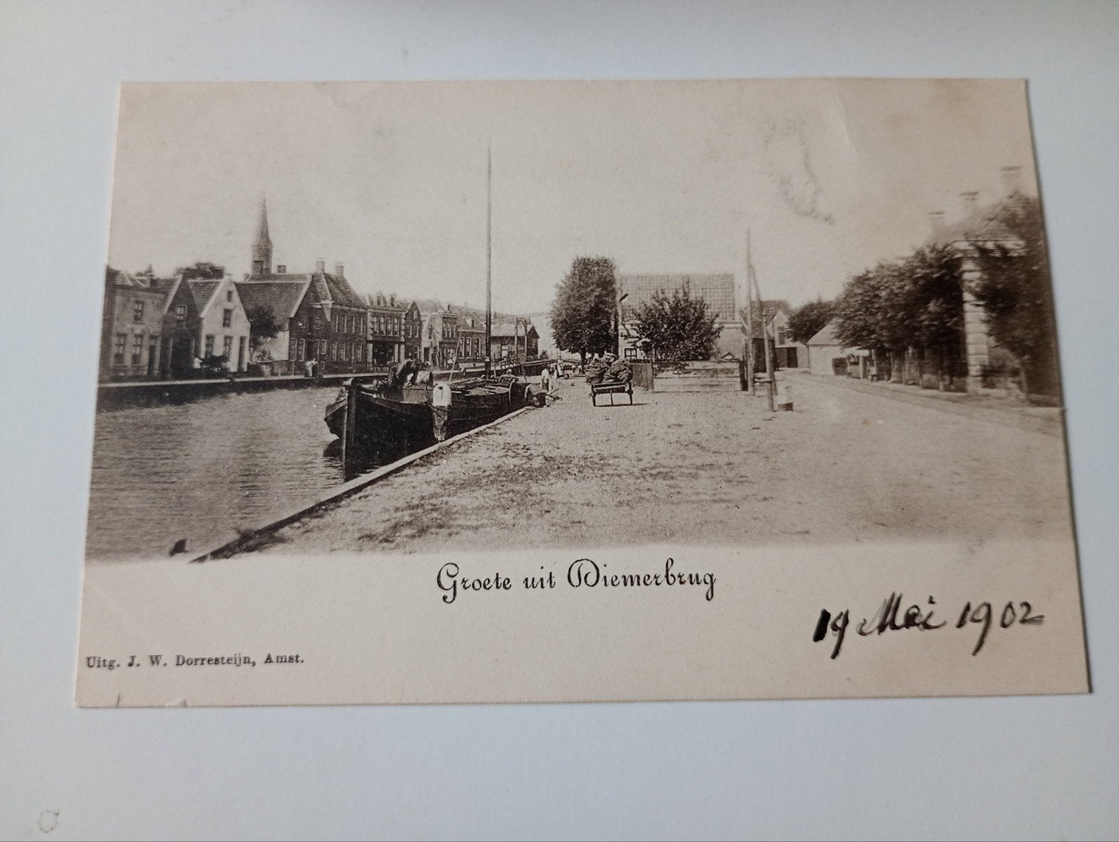 Diemen Diemerbrug met Scheepvaart 1902, Ophalen of Verzenden, Voor 1920, Gelopen, Noord-Holland