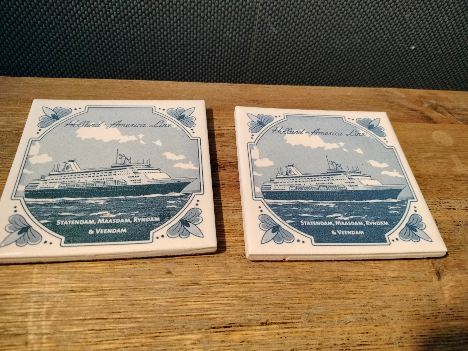 Tegel onderzetters Holland-America Line, Huis en Inrichting, Woonaccessoires | Onderzetters, Gebruikt, Steen/keramiek, Glasonderzetter