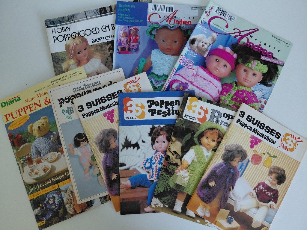 Diverse tijdschriften met poppen brei/haak patronen, Ophalen of Verzenden, Gebruikt, Breien of Haken, Patroon of Boek