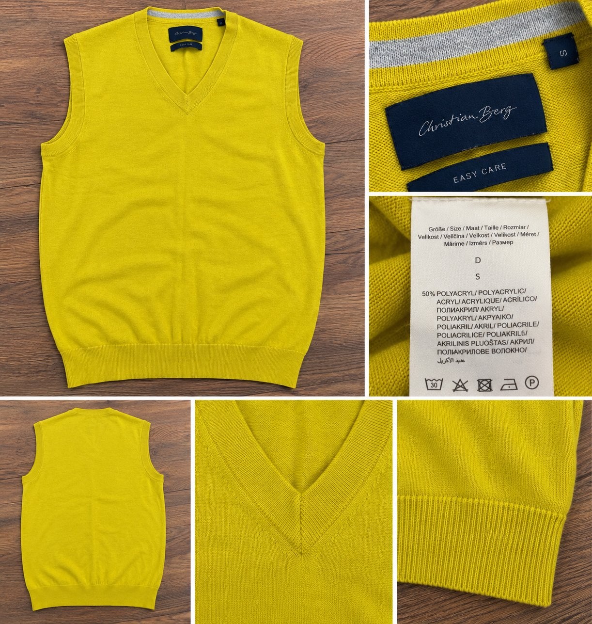 Christian Berg heren spencer S wolmix geel V-hals, Kleding | Heren, Ophalen of Verzenden, Gedragen, Maat 46 (S) of kleiner, Geel