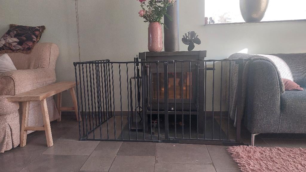 BabyDan Flex L Traphekje - Haardhekje - 90 - 223 cm - Zwart, Kinderen en Baby's, Traphekjes, Ophalen, Zo goed als nieuw, Metaal of IJzer