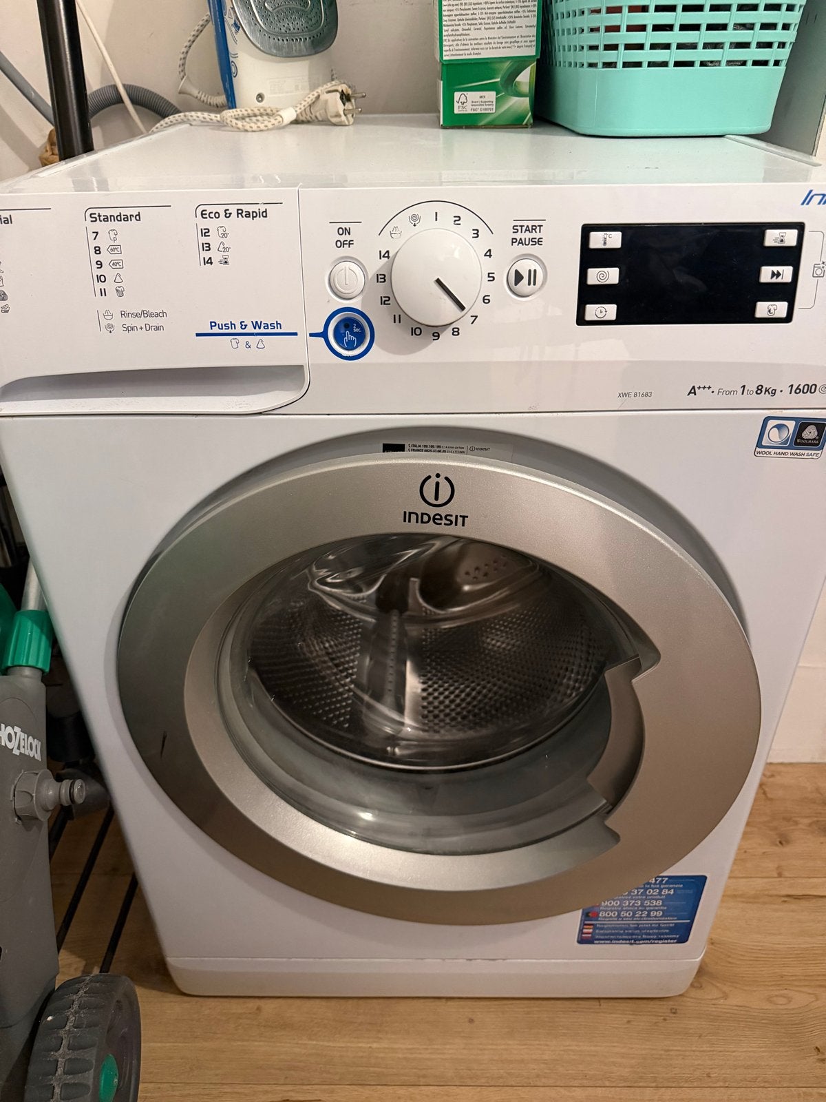Indesit Innex Wasmachine 8kg - 1600 toeren, Ophalen, 8 tot 10 kg, Voorlader, Kort programma