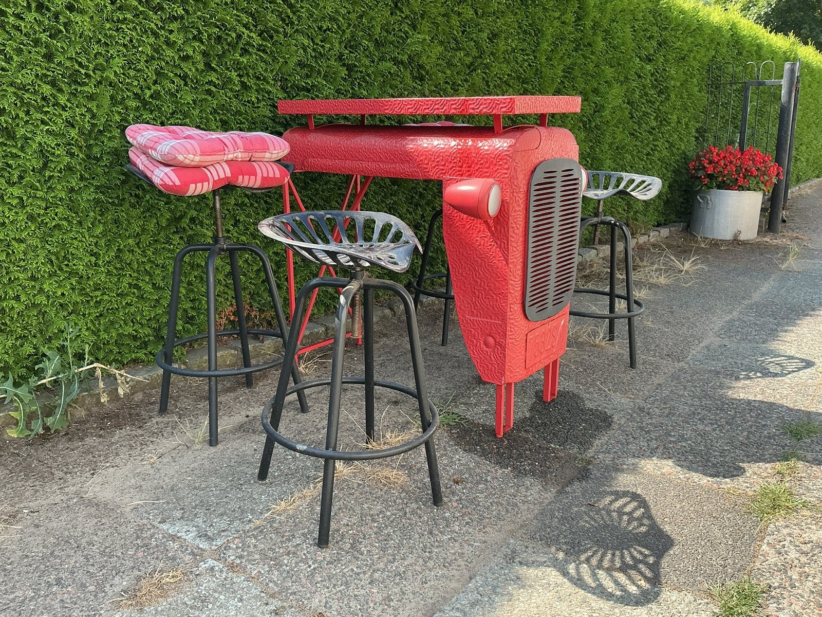 Design staantafelset met design krukken, Ophalen of Verzenden, Gebruikt