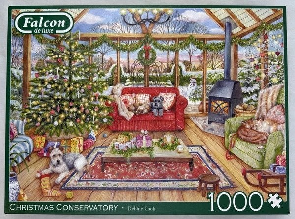 Falcon De Luxe Kerst Conservatory Puzzel 1000 Stukjes, Verzenden, 500 t/m 1500 stukjes, Zo goed als nieuw, Legpuzzel