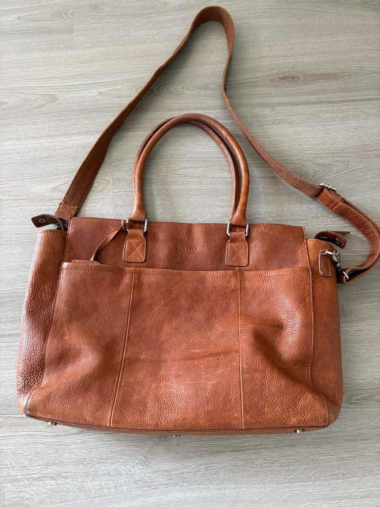 Burkely leren laptoptas, Ophalen of Verzenden, Gebruikt, Bruin, Handtas