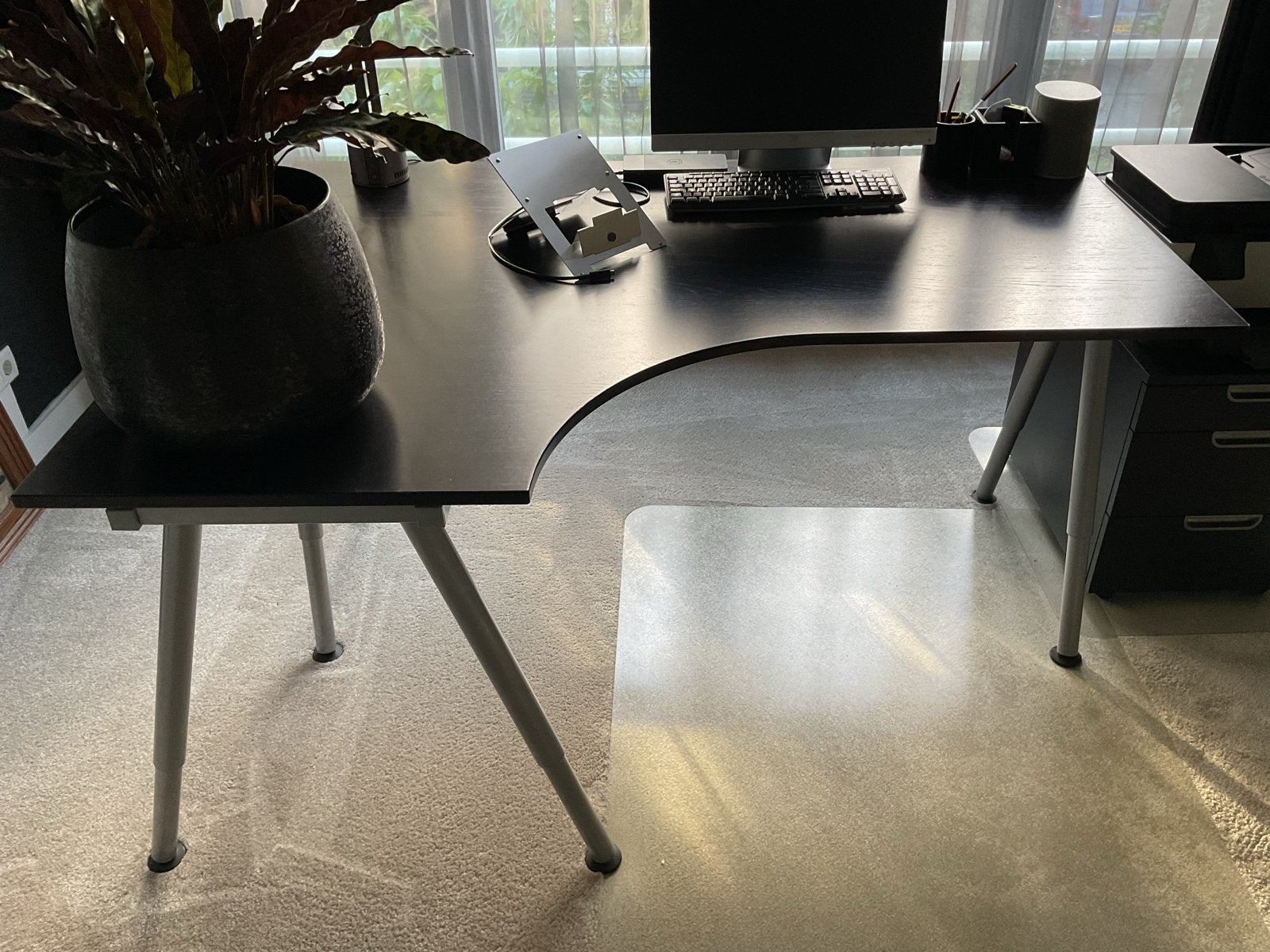 Hoekbureau Zwart met Verstelbare Poten, Huis en Inrichting, Ophalen, Zwart, Gebruikt, Hout