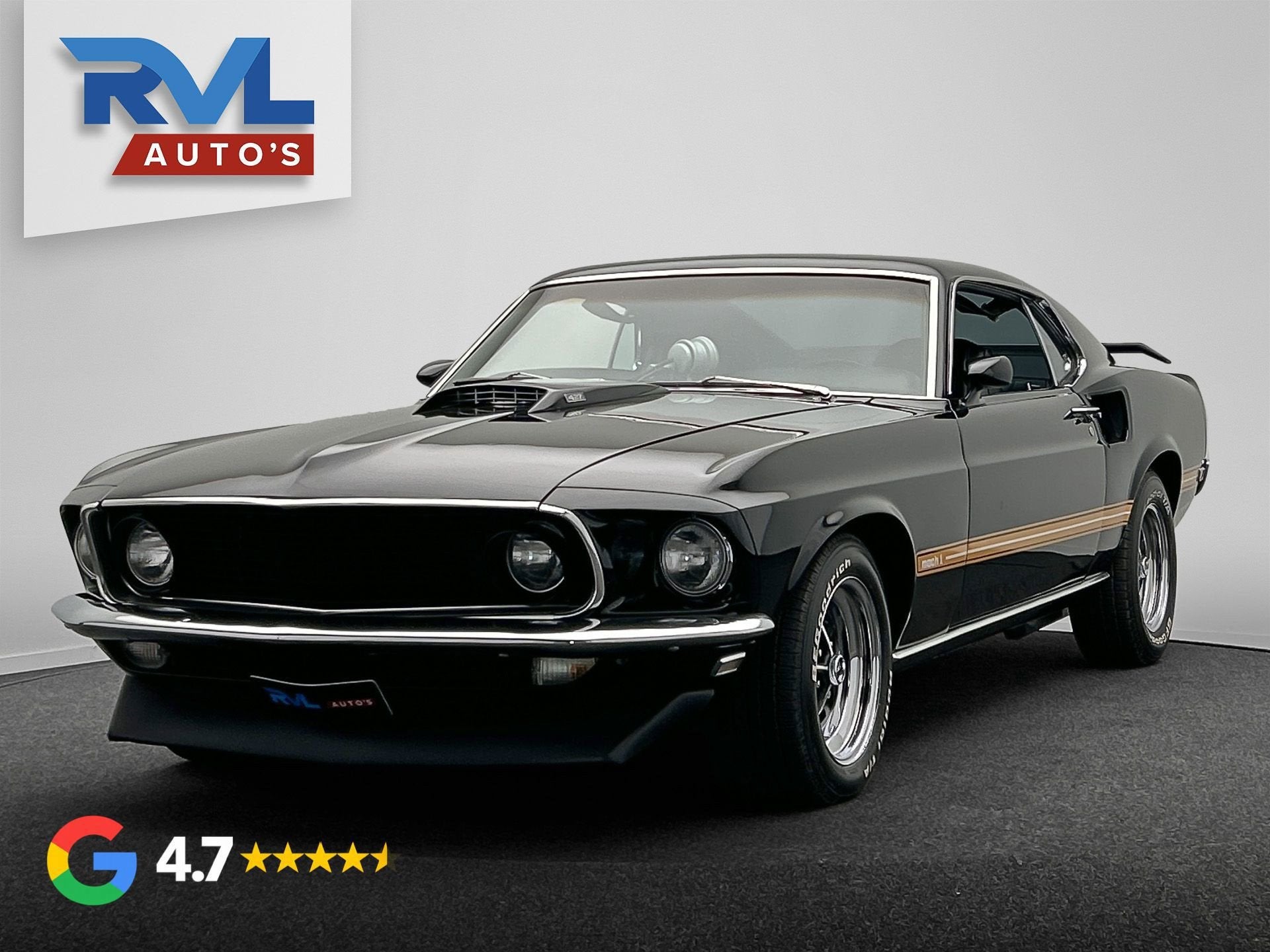Ford USA Mustang Mach 1 1969 *POWERFUL 427 V8*, Auto's, Zwart, Zwart, Bedrijf, 2 stoelen