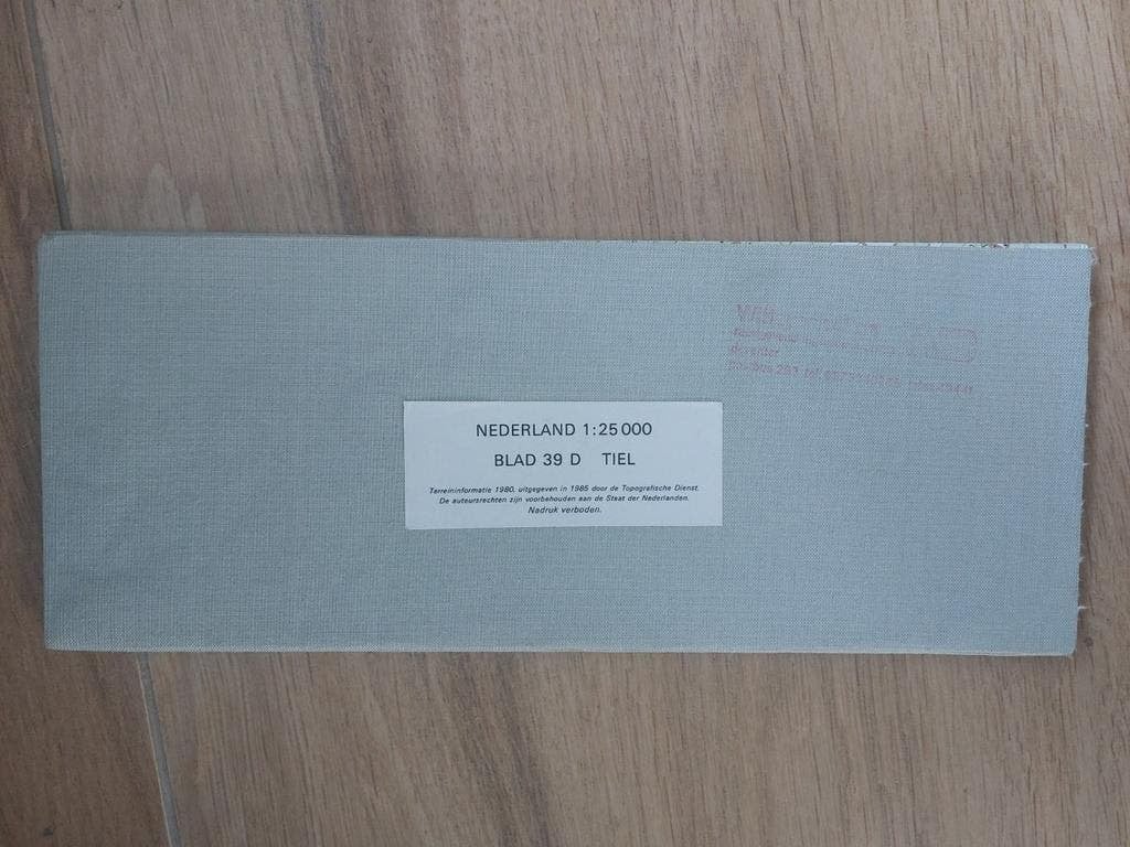 39D Tiel Buren Dreumel Kapel Varik Zoelen stafkaart uit 1985, Topografische Dienst Nederland, Ophalen of Verzenden, 1800 tot 2000