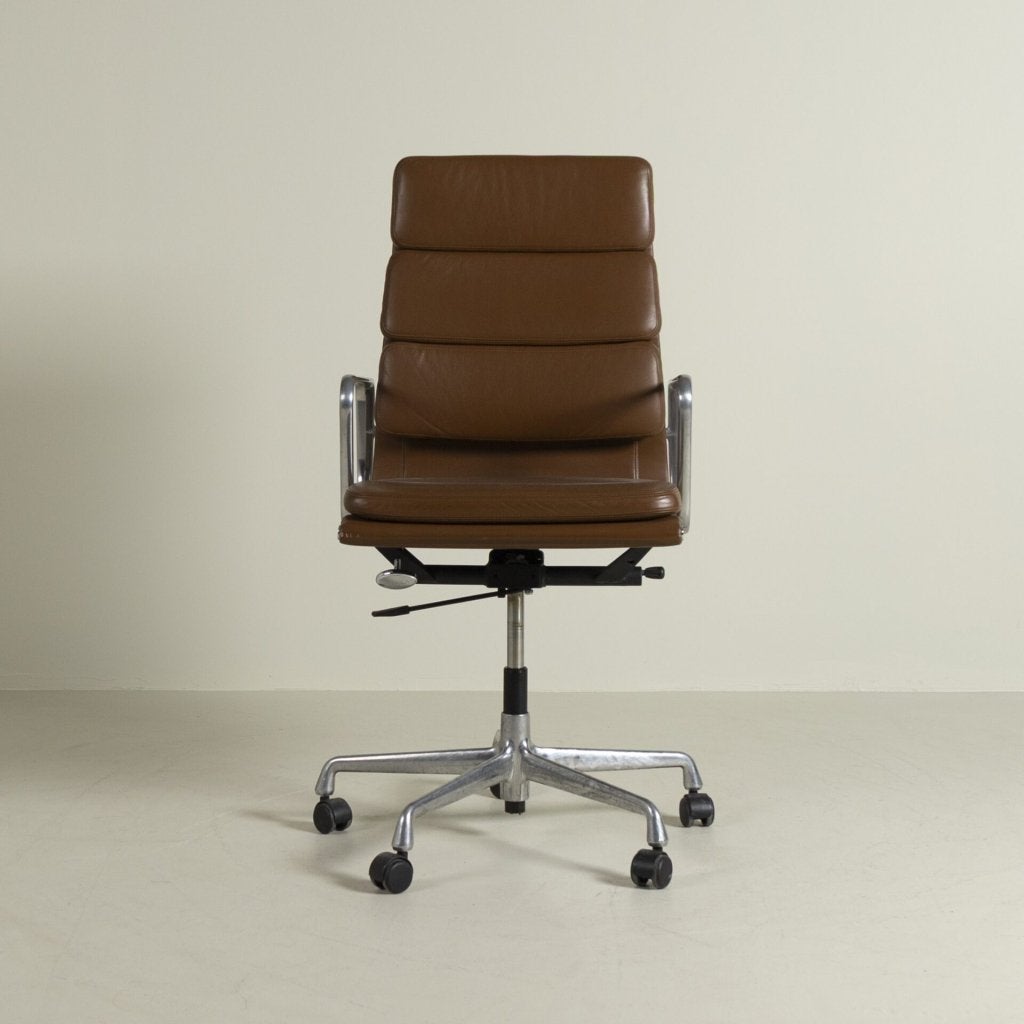 Vitra EA 219 Soft Pad Bureaustoel Camel Leer - Aluminium, Vitra, Zo goed als nieuw, Niet ingevuld, Niet ingevuld