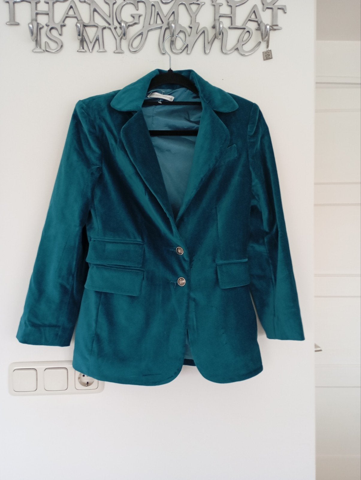Dames fluwelen colbert  groen maat M, Maat 38/40 (M), REKEN MAAR, Zo goed als nieuw, Jasje