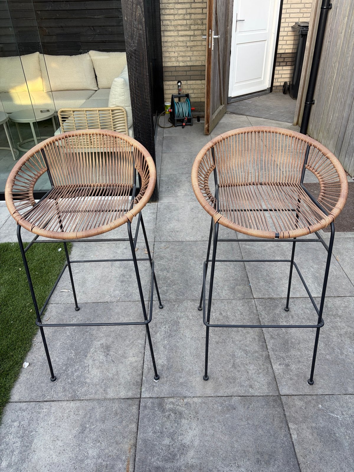 2 Rotan barkrukken - Zo goed als nieuw, Huis en Inrichting, Ophalen of Verzenden, Zo goed als nieuw, 90 cm of meer, Riet
