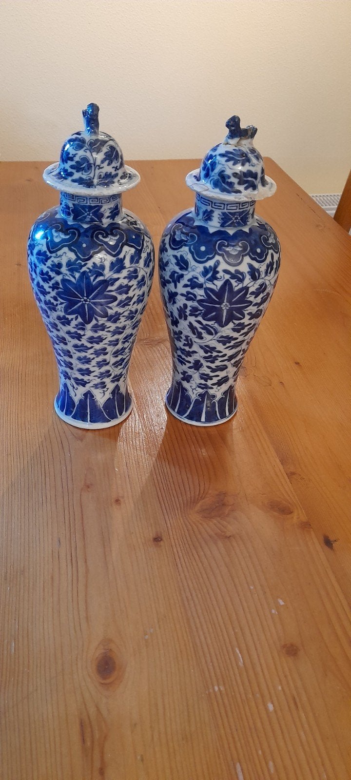 Set van 2 Chinese  blauw-wit porselein vazen, 29 cm, Ophalen of Verzenden