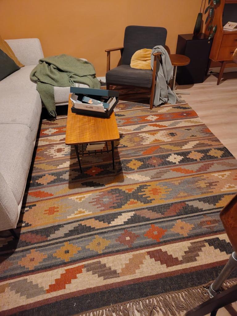Vloerkleed kelim Wehkamp, Huis en Inrichting, Stoffering | Tapijten en Kleden, Ophalen, Gebruikt, Vintage, 200 cm of meer