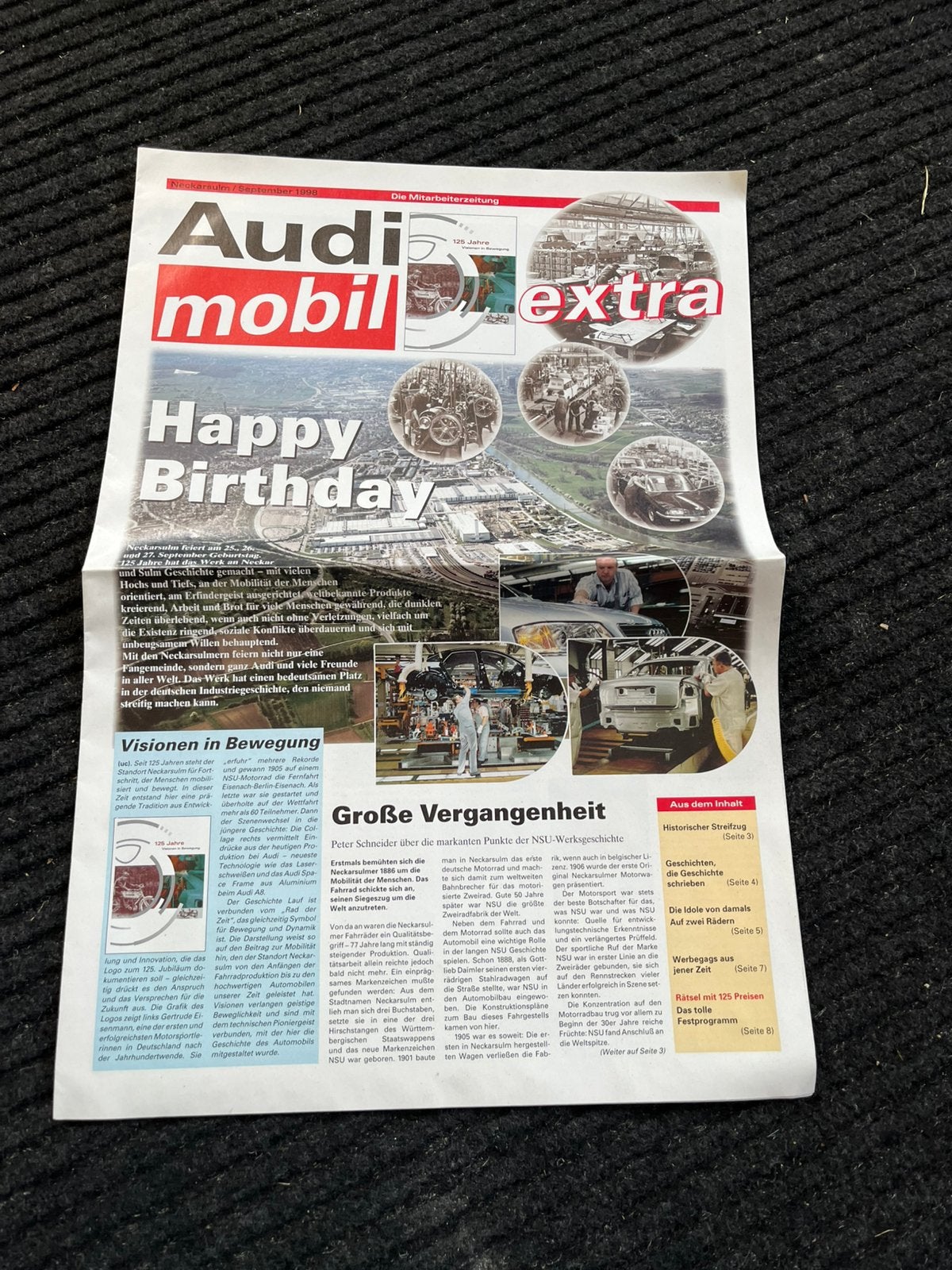 Audi Mobil vintage duitse krant neckarsulm (NSU) 1998, Boeken, Ophalen of Verzenden, Zo goed als nieuw