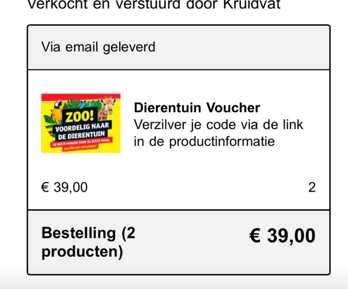 Kruidvat dierentuin keuze kaartjes, Tickets en Kaartjes, Twee personen, Ticket of Toegangskaart