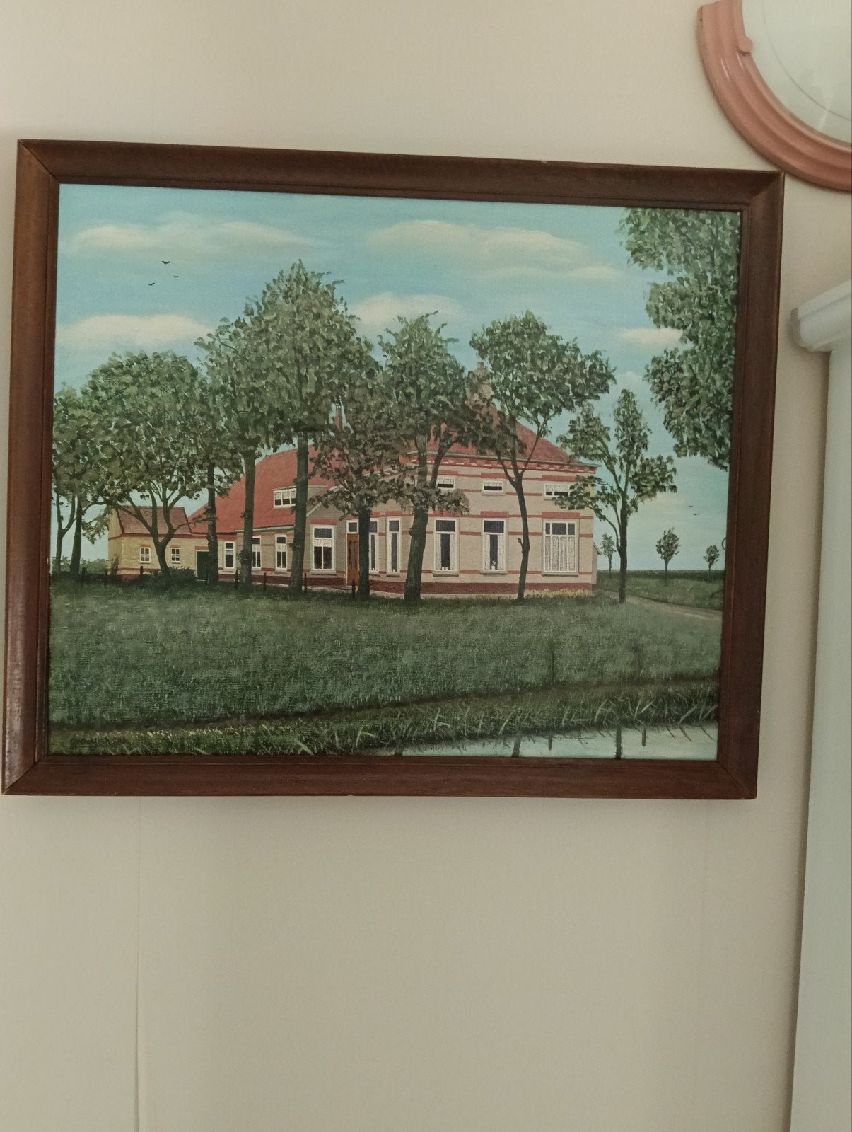 Schilderij Boerderij Emmer-Compascuum, Doek, Realistisch, Ophalen of Verzenden, Gesigneerd