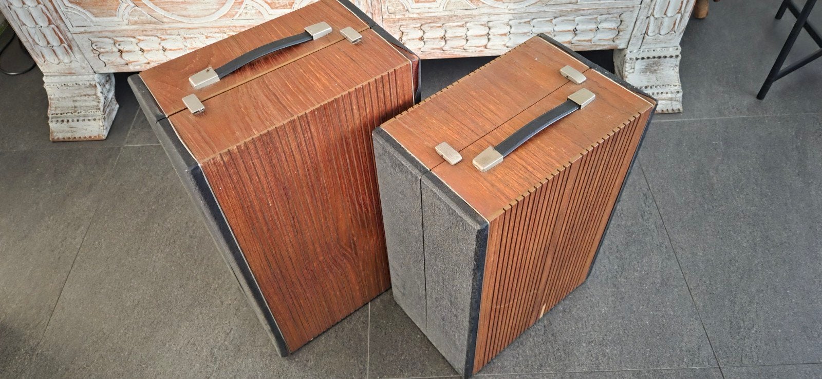 Vintage Garrard Draagbare Platenspeler met 2 losse Speakers, Audio, Tv en Foto, Platenspelers, Ophalen, Gebruikt, Platenspeler
