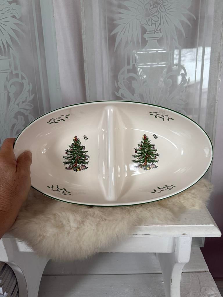 Spode Christmastree twee vaks serveerschaal nieuw in doos, Ophalen, Nieuw