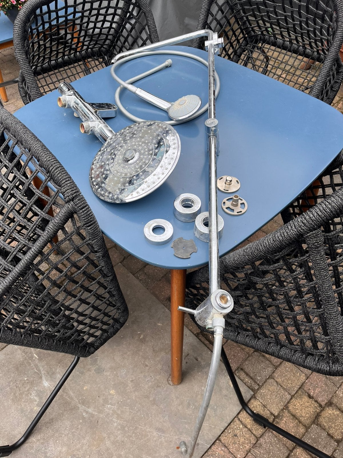 Grohe Douchekop met stang en handdouche, Ophalen, Gebruikt, Chroom, Douche