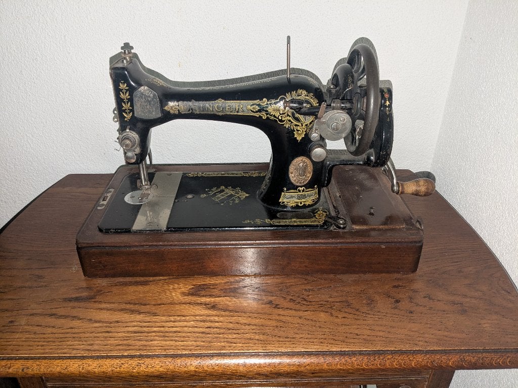 Handnaaimachine (ca. 1910) + Originele Bon!, Ophalen, Gebruikt, Naaimachine, Singer