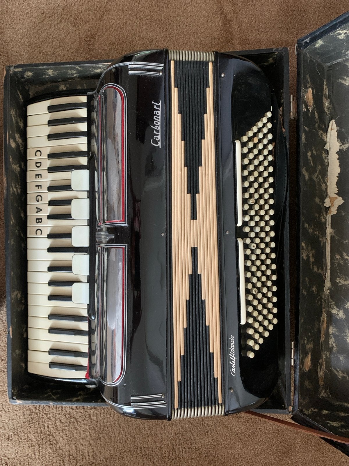 Carbonari Accordeon - Toetsaccordeon met koffer, Gebruikt, Overige formaten, Toetsaccordeon, Met koffer