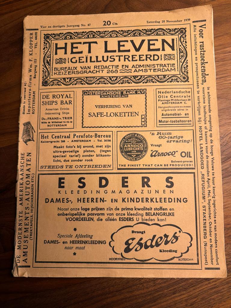 Het Leven Geïllustreerd - 25 11 1939 (net voor WO2), Ophalen of Verzenden, Gelezen, Muziek, Film of Tv