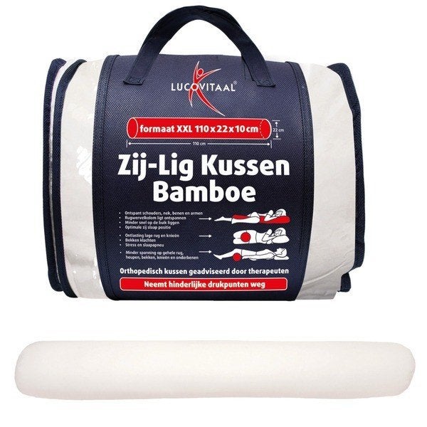 Lucovitaal bamboe zij-lig kussen, Steunkussen, Wit, Ademend, Ophalen of Verzenden