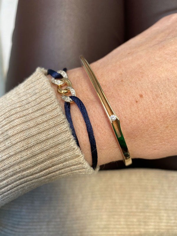 slavenarmband met diamant 14 karaat goud, Ophalen of Verzenden, Zo goed als nieuw, Goud, Goud