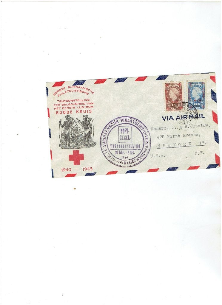 Suriname Roode Kruis envelop uit 1946, Postzegels en Munten, Brieven en Enveloppen | Buitenland, Verzenden, Envelop