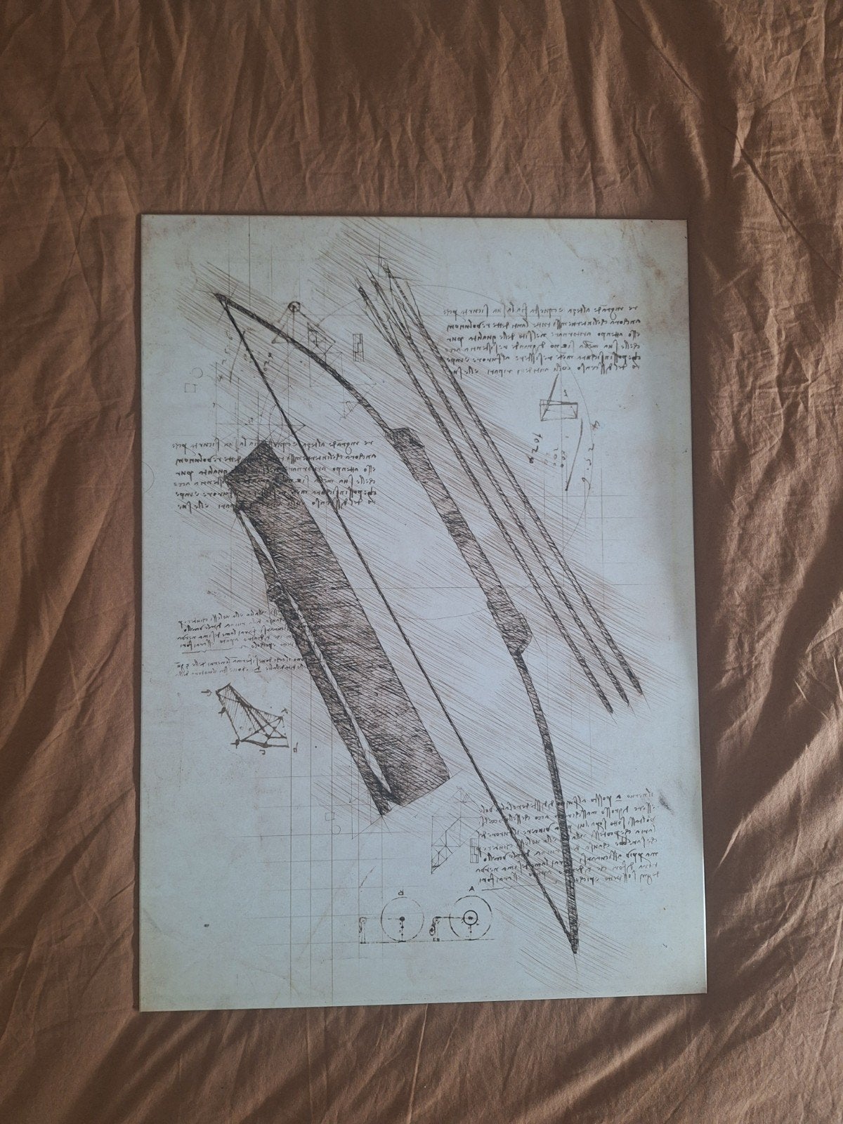 Displate poster van boog - Leonardo da Vinci stijl, 50 – 75, Minder dan 50 cm, Ophalen of Verzenden, Zo goed als nieuw
