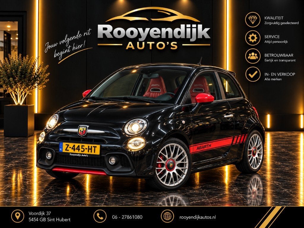 Fiat 500 1.4 T-Jet Abarth 595 70th Anniversary, Auto's, Voorwielaandrijving, Euro 6, 4 cilinders, Zwart