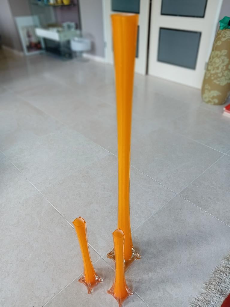 3 hoeden vazen, 40cm en 100cm., Overige kleuren, Ophalen of Verzenden, Minder dan 50 cm, Glas