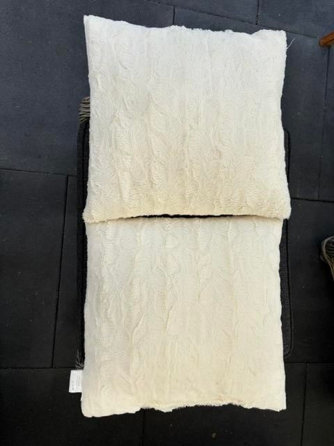 2 Ecru Kussens voor Bank of Stoel 43x43 cm, Ophalen, Zo goed als nieuw
