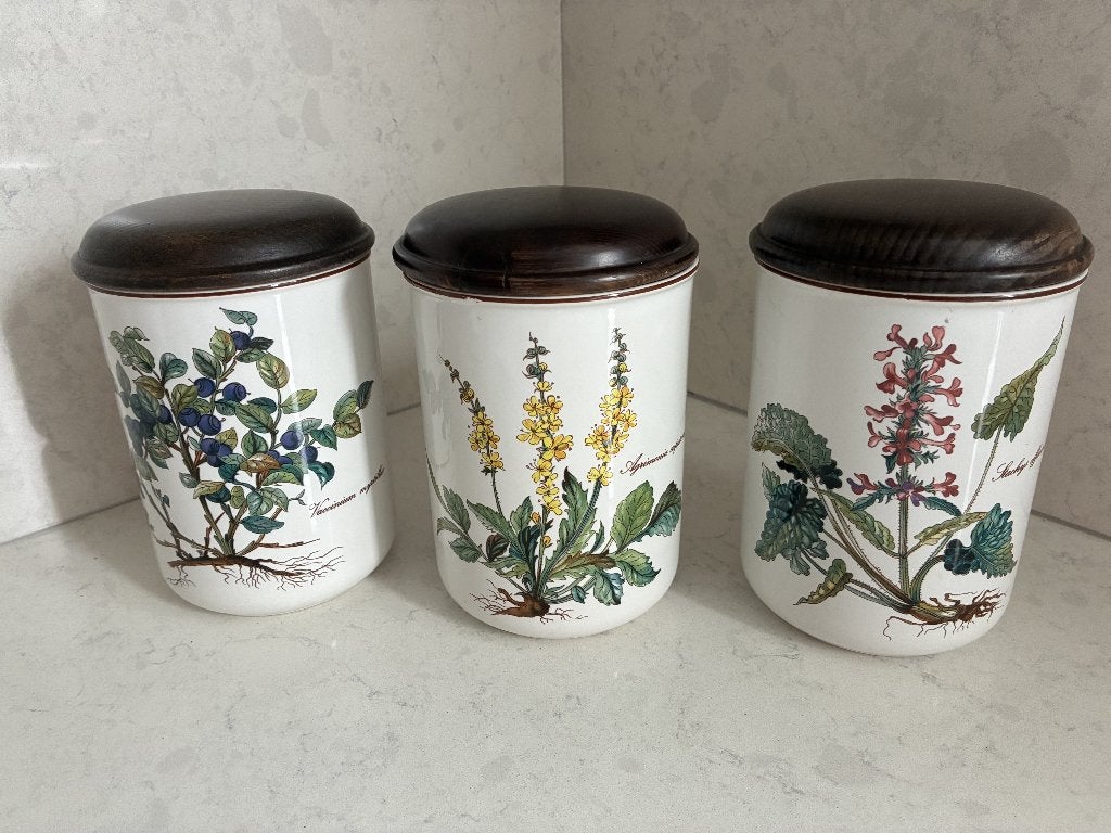 Villeroy & Boch Botanica voorraadpotten met houten deksel, Klassiek, Ophalen of Verzenden, Zo goed als nieuw, Porselein