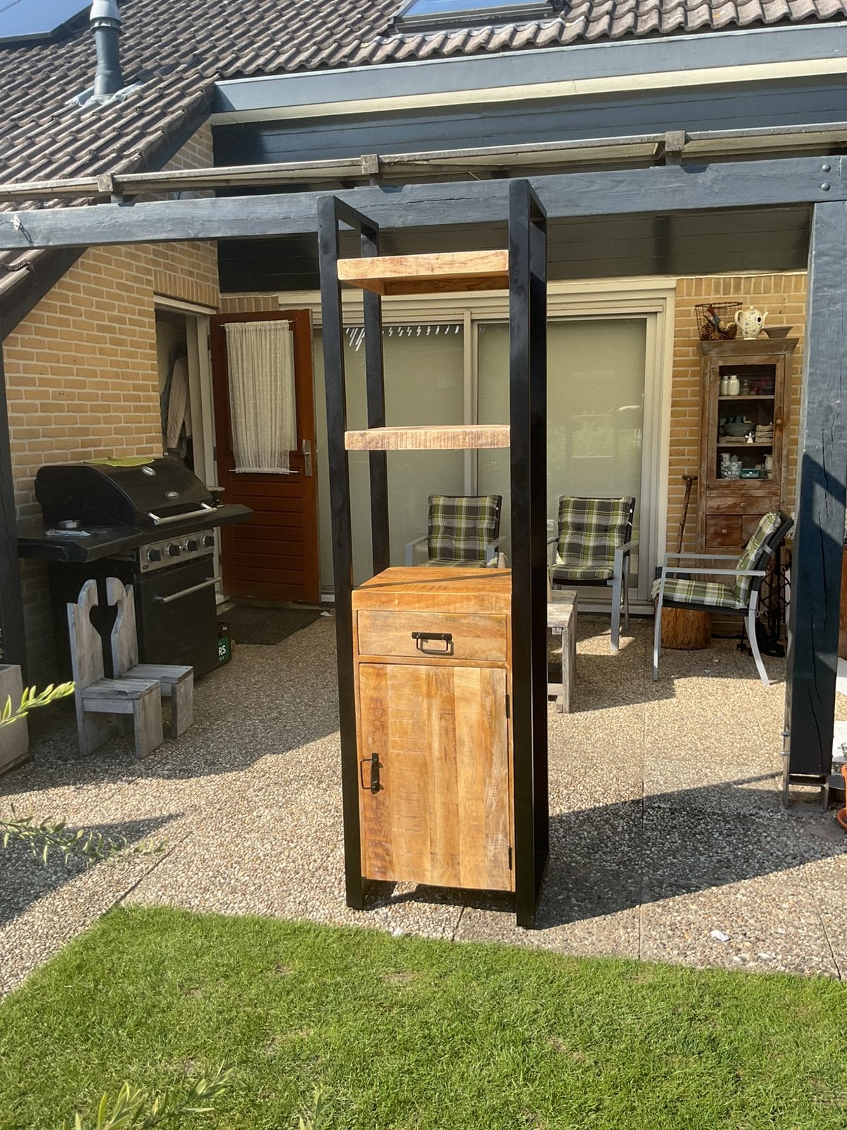 NIEUW - boekenkast met zwart stalen frame, Ophalen, 200 cm of meer, Nieuw, 50 tot 100 cm